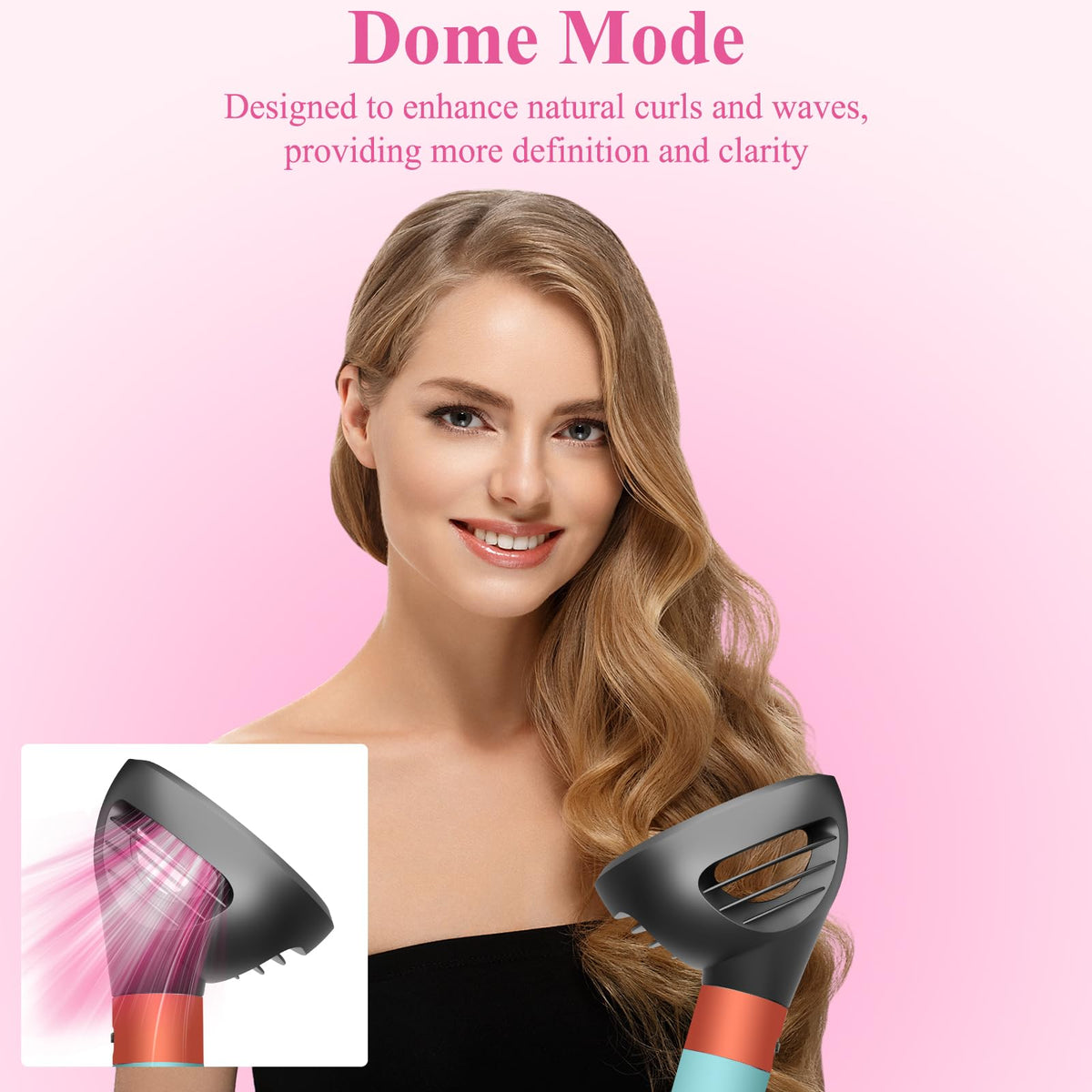 ZEPHBLOW diffuser heat distribution closeup shows even airflow for safe styling.