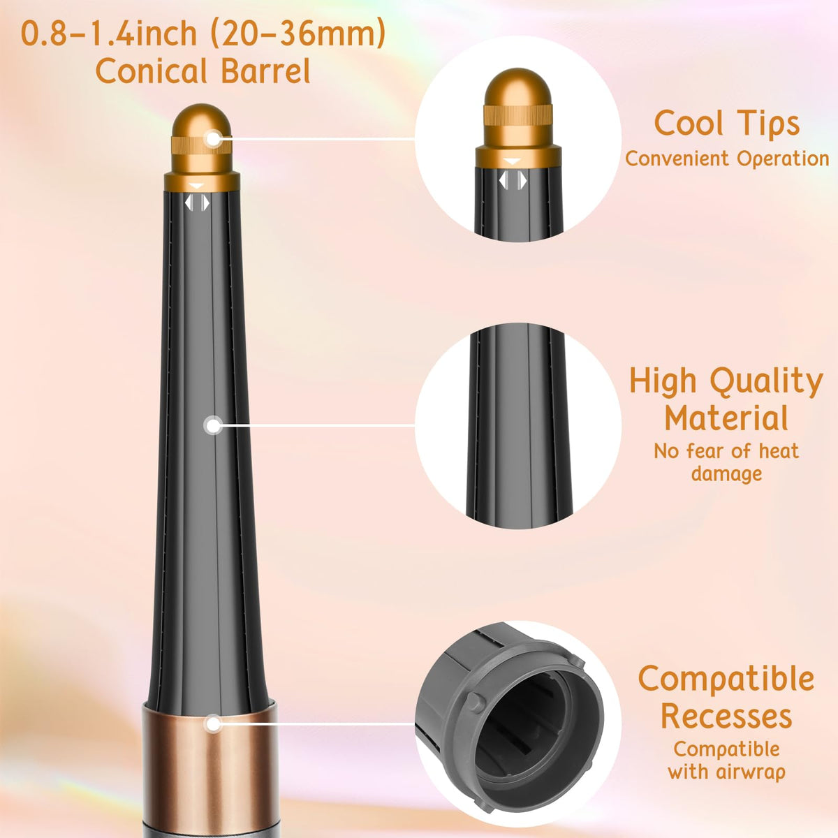 ZEPHBLOW extended-length barrel designed for long hair for quick, effective styling.