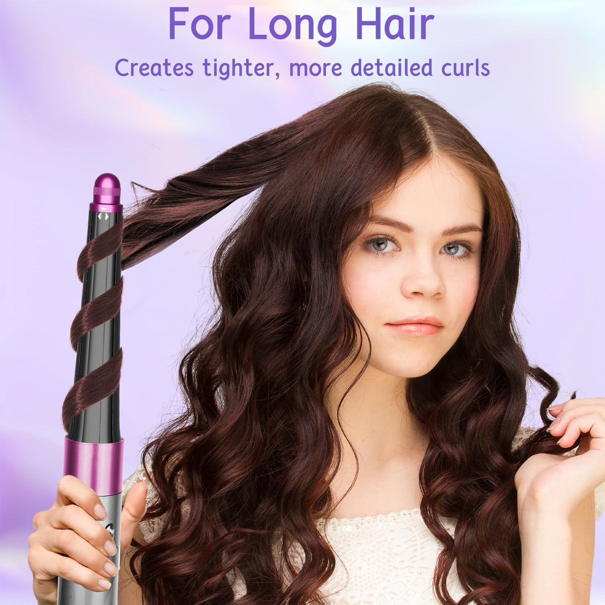 ZEPHBLOW long-hair styling barrel speeds up curling on thick hair.