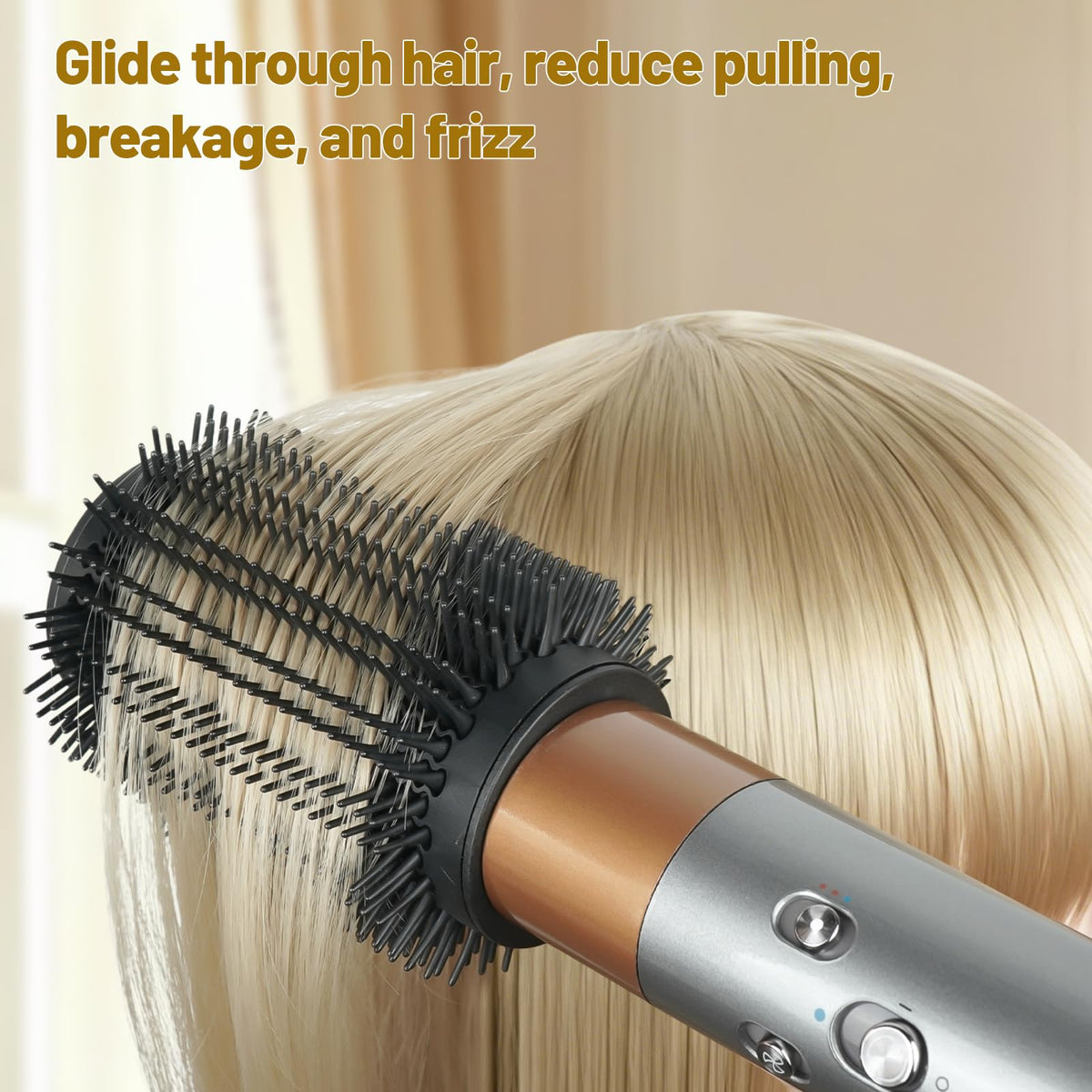 ZEPHBLOW optimized bristle pattern reduces flyaways for a polished look
