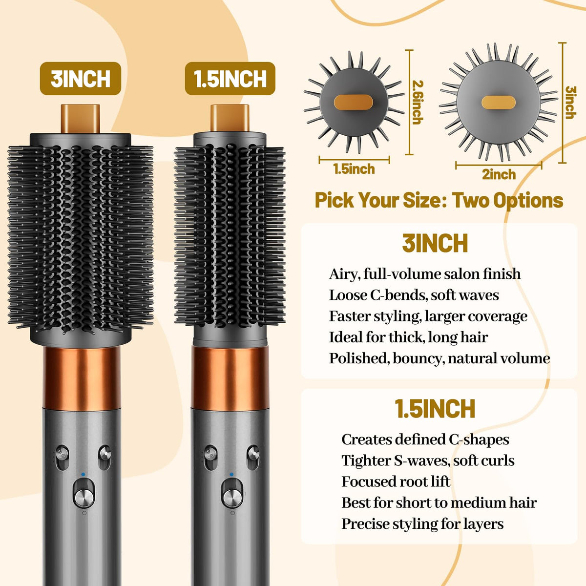 ZEPHBLOW soft rounded bristles glide through dense hair with less snag
