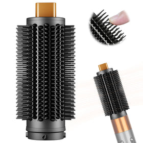 ZEPHBLOW upgraded round volumizing brush attached to Dyson Airwrap for enhanced lift and smoother curls.