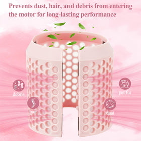ZEPHBLOW internal fine mesh traps particles to maintain smooth airflow during styling.