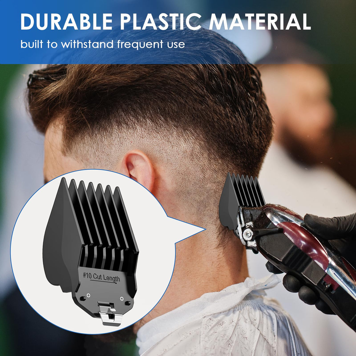 Zerika clipper guard 2.5in for generous guard lengths and even line maintenance.