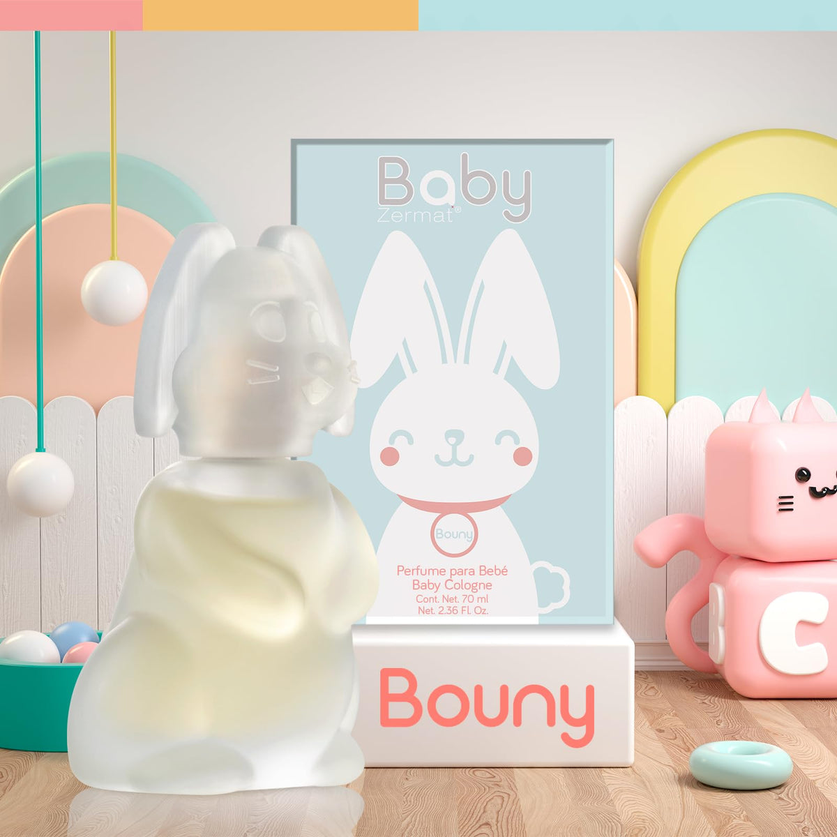 Zermat Baby Bouny Cologne on a baby onesie for daily fragrance.