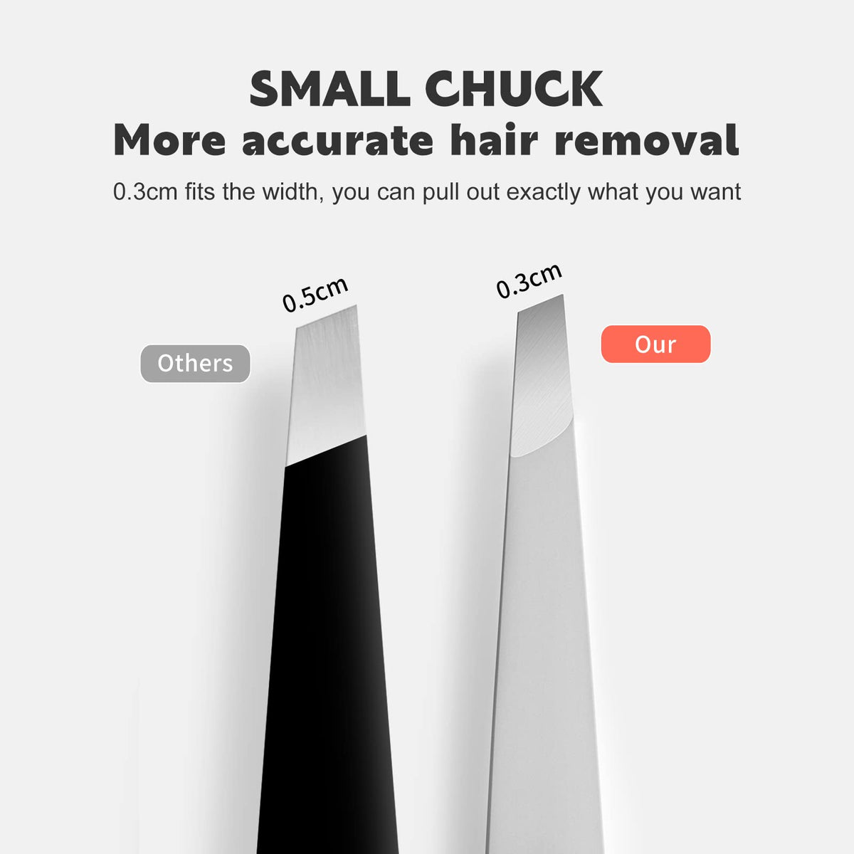 ZERNBER etched tips tweezers grip hairs securely during removal.