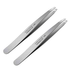 ZERNBER flat-tip tweezers for precise brow shaping and hair removal.