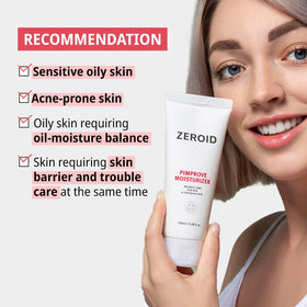ZEROID close-up shows soft matte finish on skin after use.