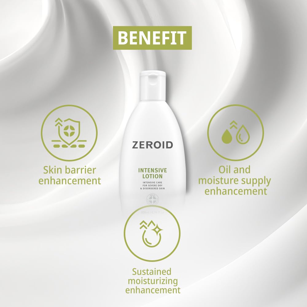 ZEROID Intensive Lotion ceramide-9s visual highlighting barrier-supporting ingredient.