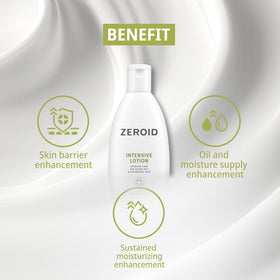 ZEROID Intensive Lotion ceramide-9s visual highlighting barrier-supporting ingredient.