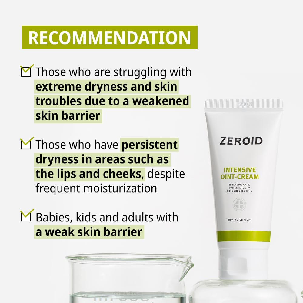 ZEROID Intensive Oint-Cream packaging and label emphasizing fragrance-free safety