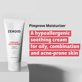 ZEROID Pimprove cream texture close-up highlights light non-greasy finish.
