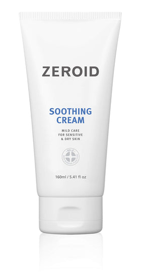ZEROID Soothing Cream bottle closeup showing lightweight hydration for sensitive skin