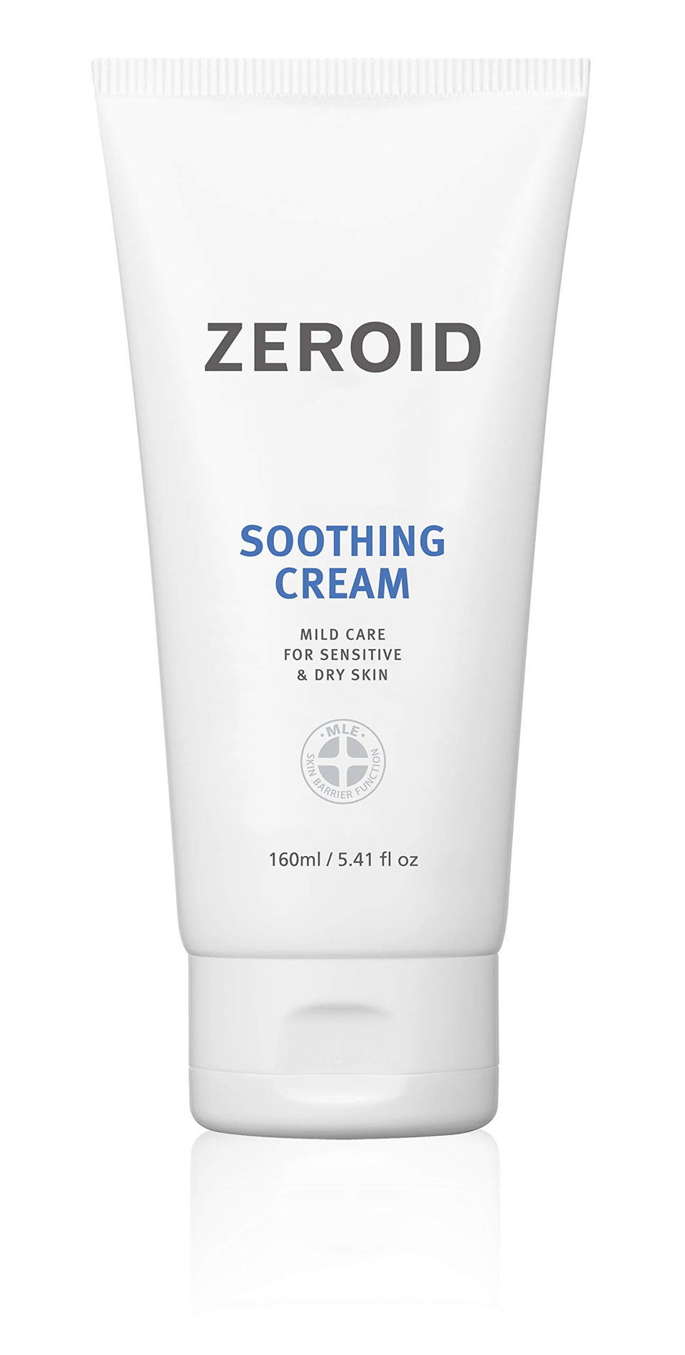 ZEROID Soothing Cream bottle closeup showing lightweight hydration for sensitive skin
