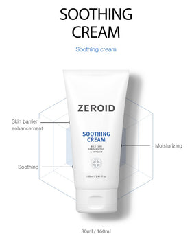 ZEROID Soothing Cream texture swirl demonstrates non-greasy, quick absorption