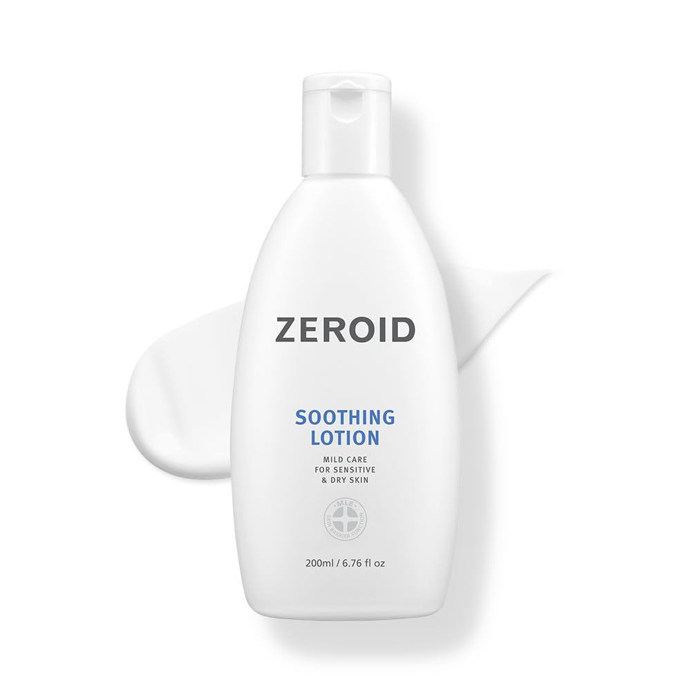 ZeroID soothing lotion bottle close-up showing gentle skin nourishment.