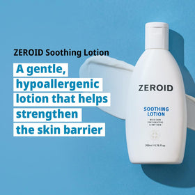 ZeroID soothing lotion texture close-up highlighting creamy, non-greasy feel.