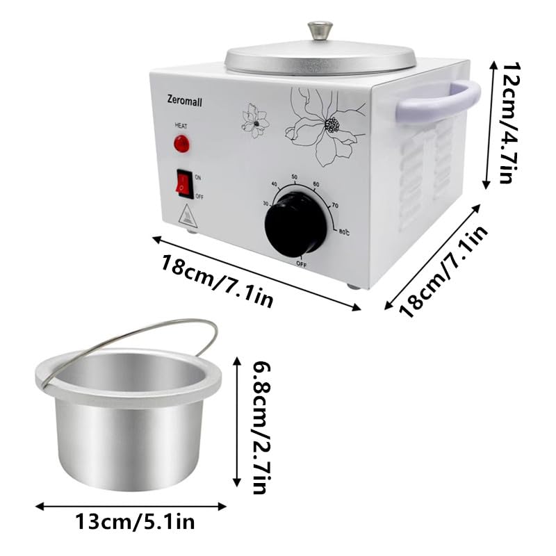 Zeromall wax warmer top view showing 4.3 inch pot opening for standard containers
