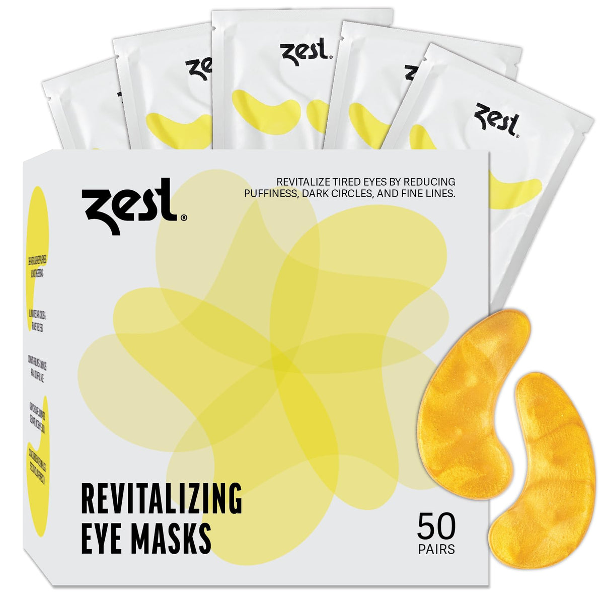 ZEST 24K gold gel crystal eye mask provides cooling hydration for under-eye skin