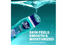 Zest Aqua Body Wash in a bright bathroom scene for morning rinse.