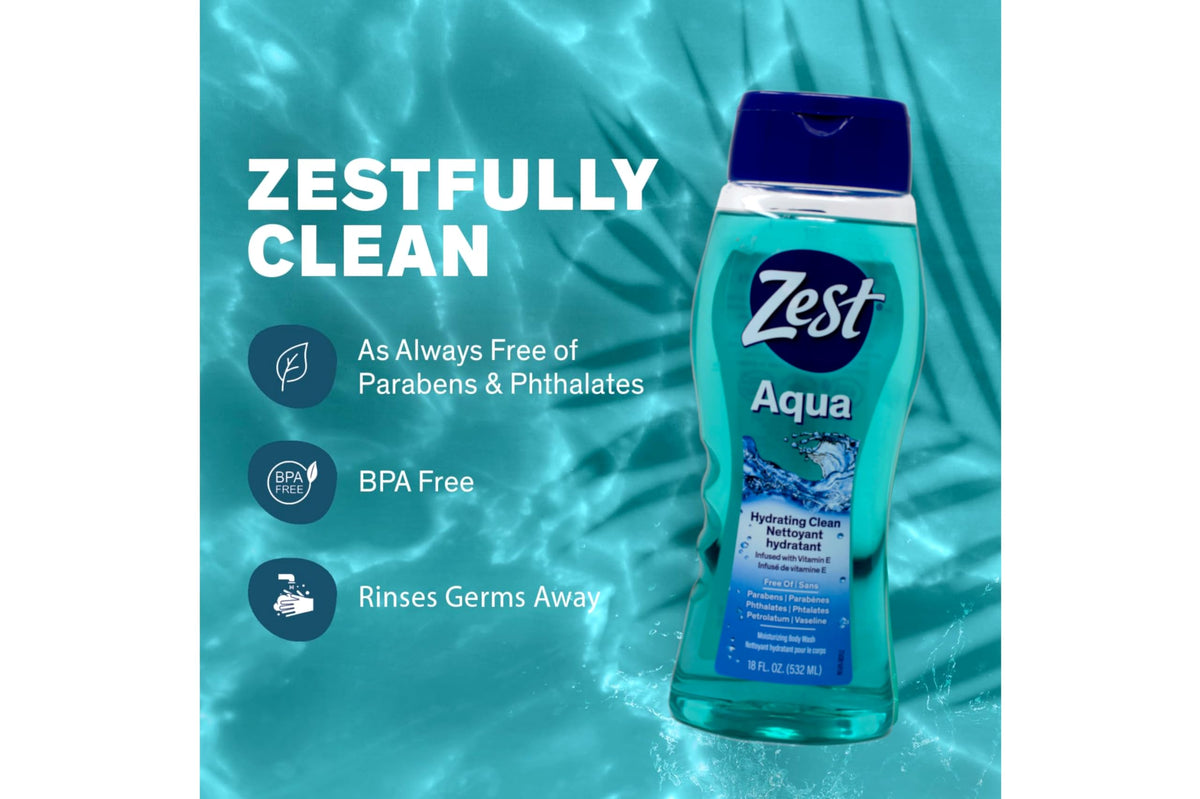 Zest Aqua Body Wash skin hydration and softness after shower