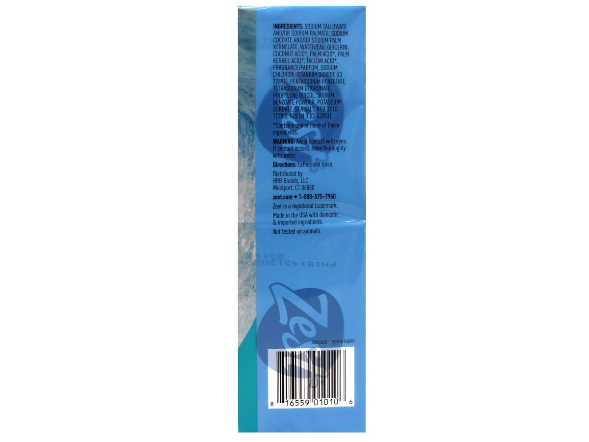 Zest Ocean Breeze soap used as body and hand wash in shower.