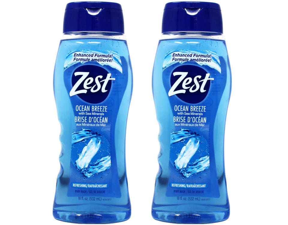 Zest Ocean Breeze bottle front view for a refreshing cleanse with sea minerals