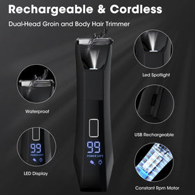 Trimmer shown in shower to emphasize IPX7 waterproof feature