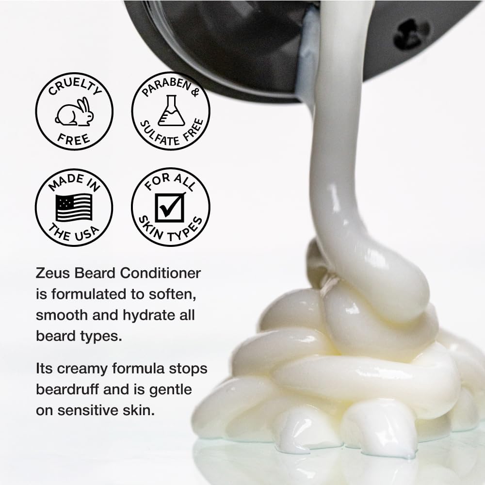 Applying ZEUS Beard Conditioner Wash yields a smoother, more manageable beard after rinse.