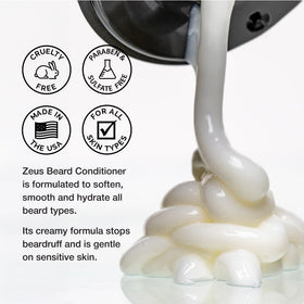 Applying ZEUS Beard Conditioner Wash yields a smoother, more manageable beard after rinse.