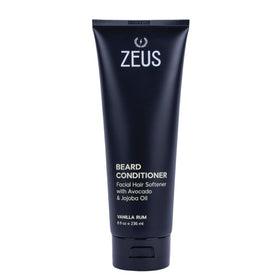 ZEUS Beard Conditioner Wash bottle front view highlighting premium hydration for softer facial hair