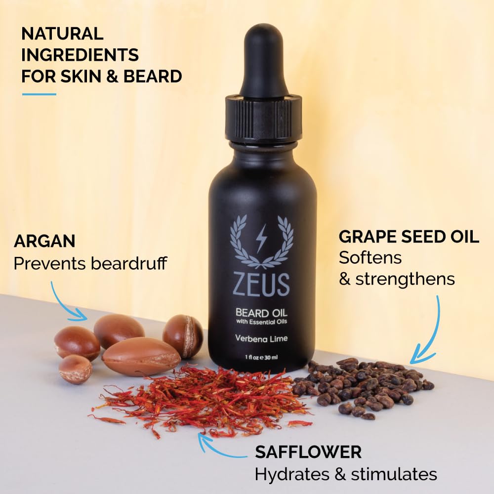 ZEUS beard oil applied to the palm shows even distribution for a smooth beard.