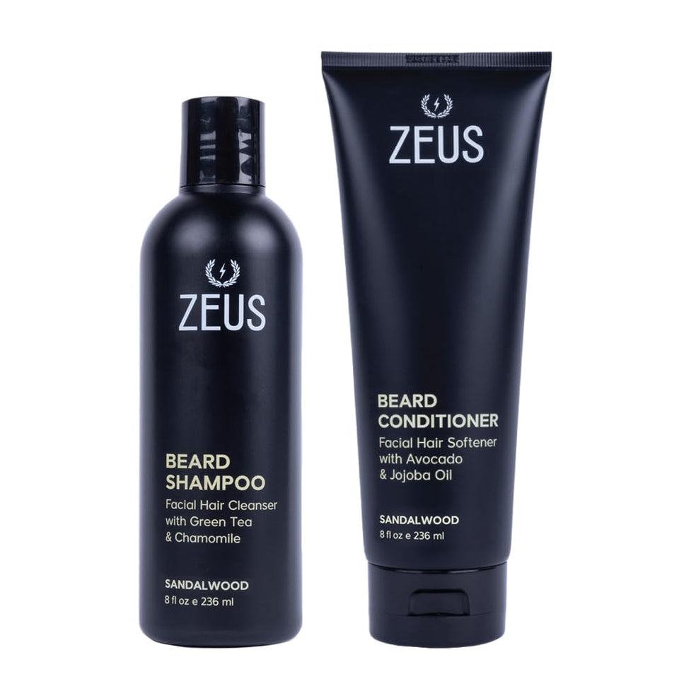 ZEUS Beard Wash Set shampoo bottle for clean beard care and scalp refreshment.
