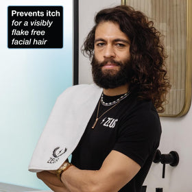 ZEUS shampoo applied in shower for convenient daily beard care
