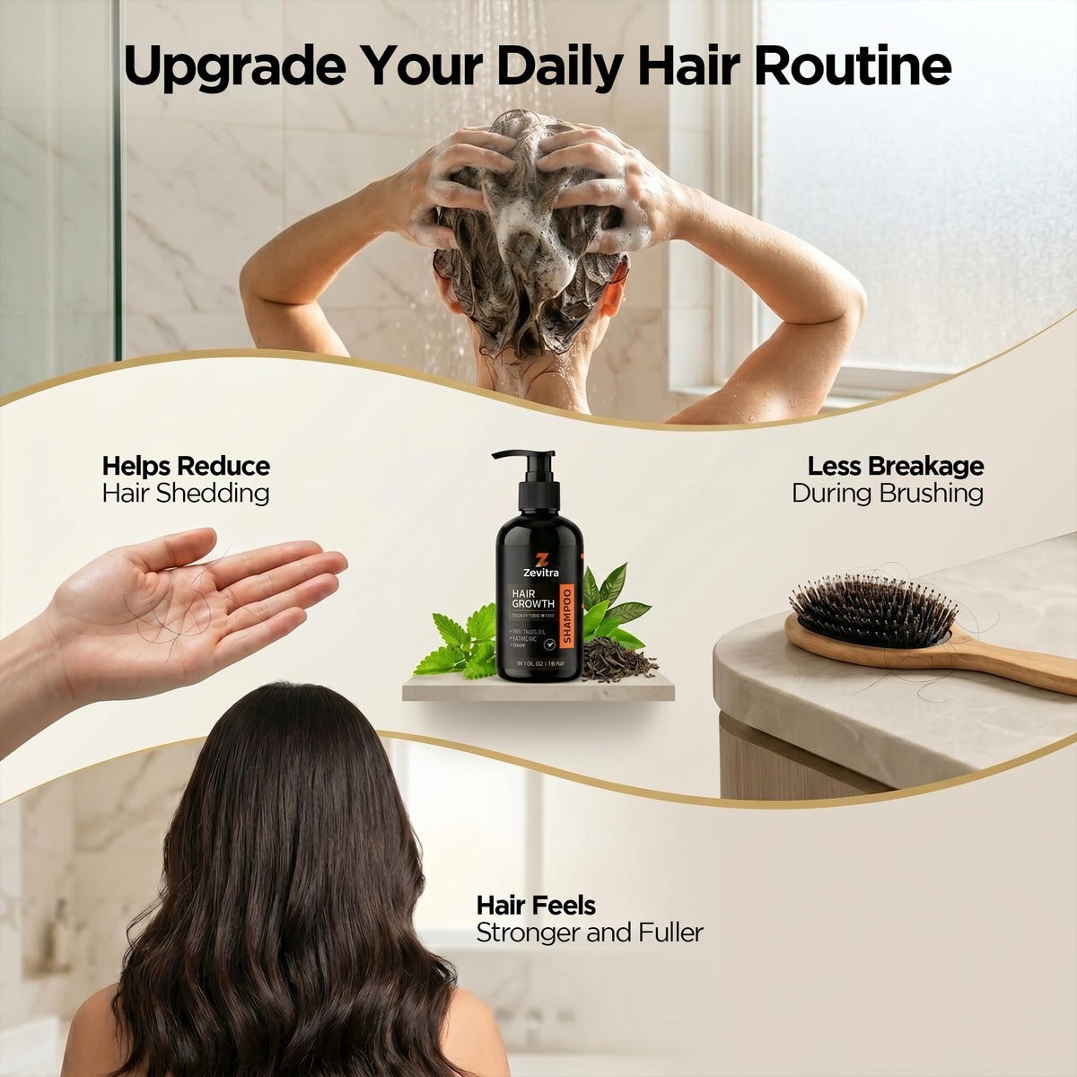 Zevitra Sulfate-free formula bottle label communicates gentle cleansing.