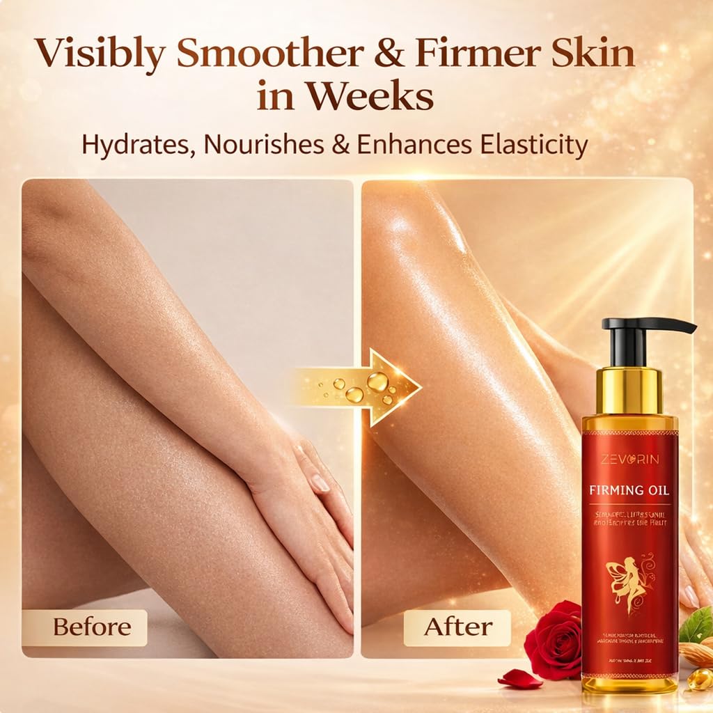 Hands applying Zevorin Body Firming Oil to the arm area.