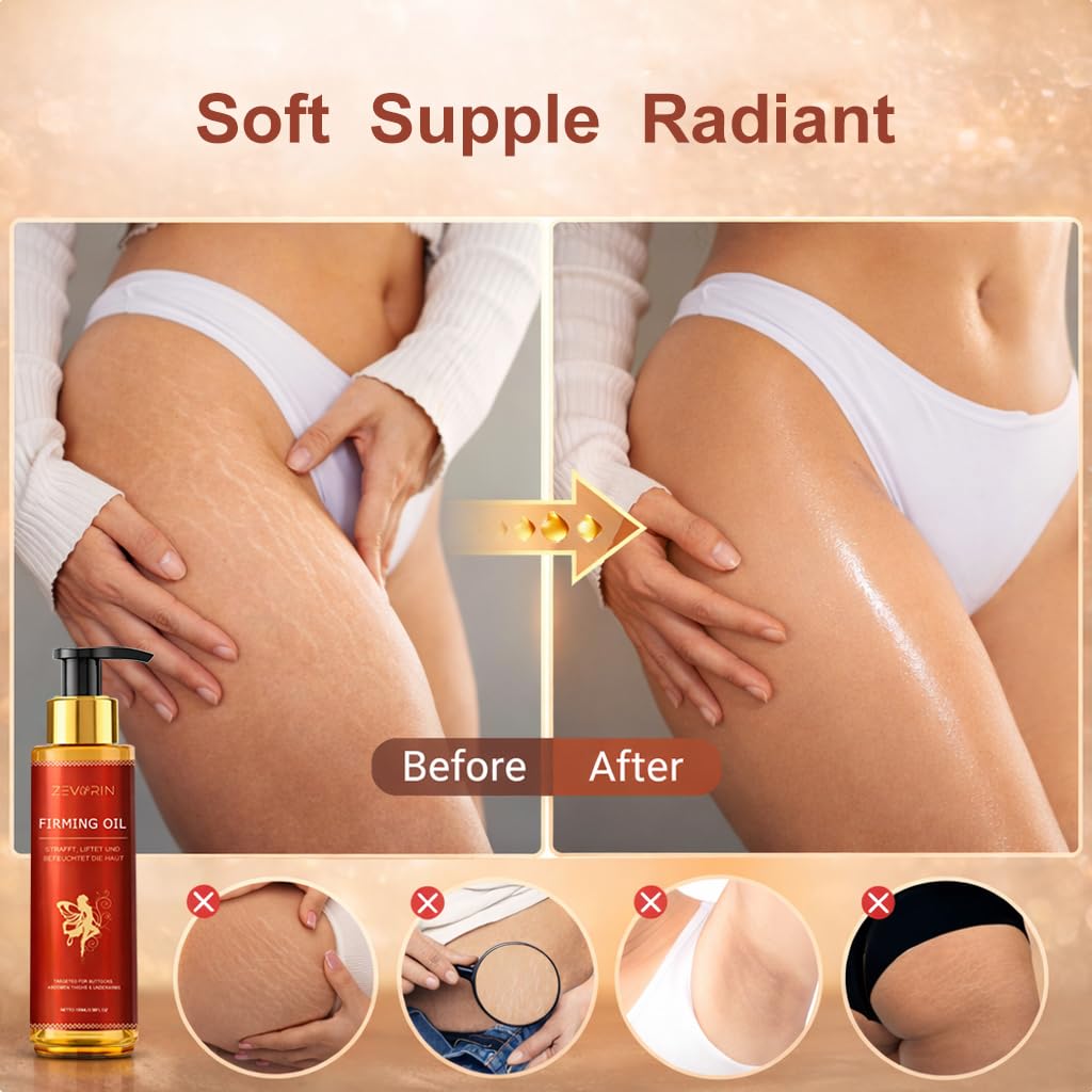 Zevorin Body Firming Oil pour bottle for easy daily use.