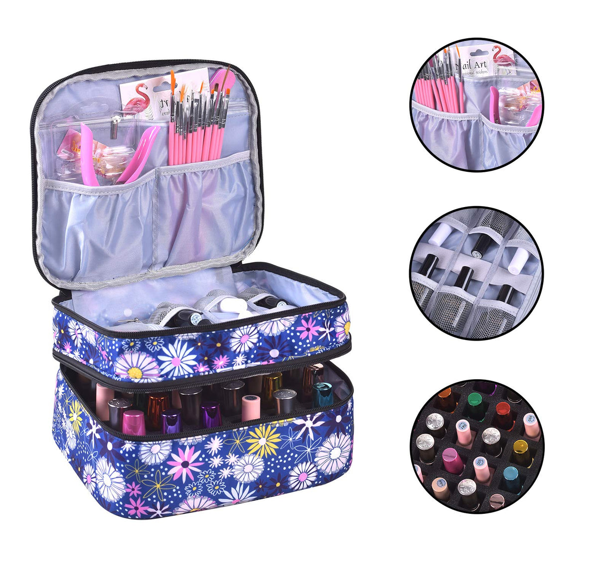 ZFZGFRCS double-layer nail bag organizer keeps tools neatly separated.