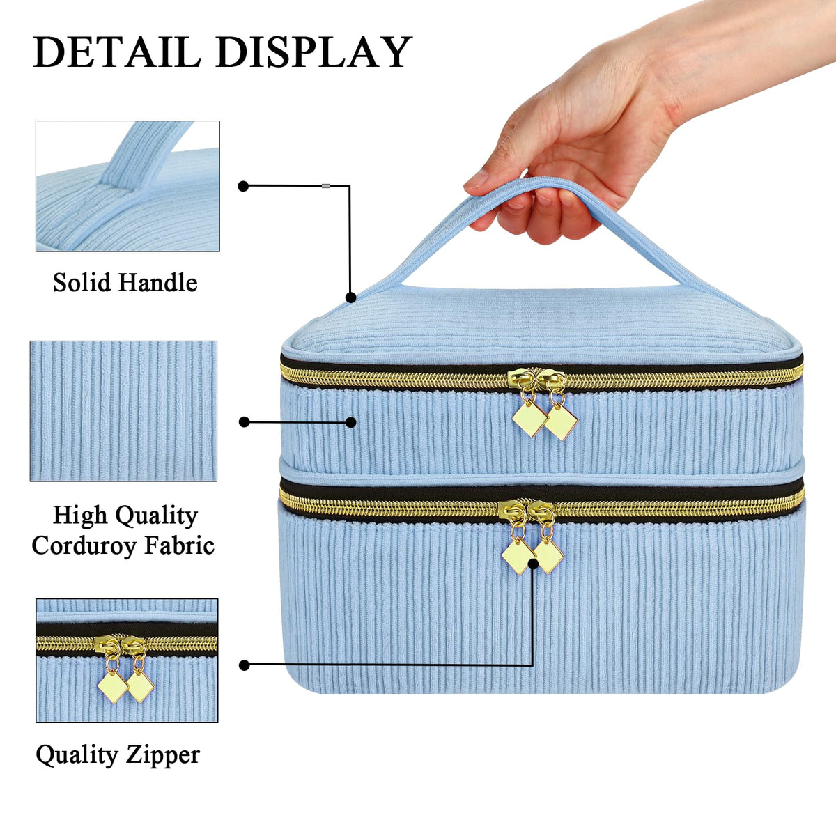 ZFZGFRCS blue organizer with elastic pockets for brushes and tools