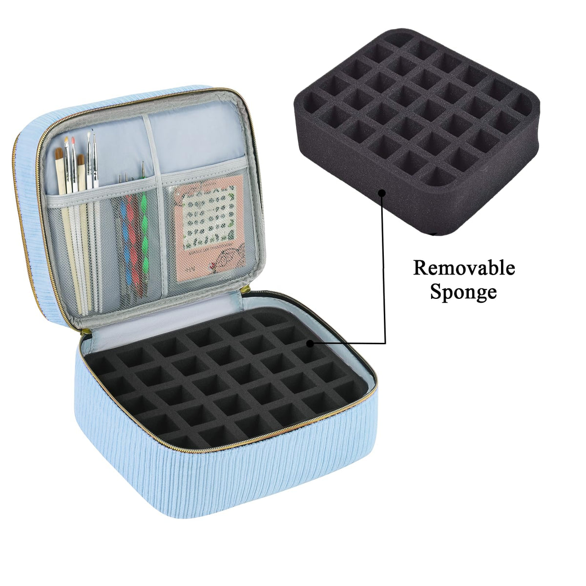 ZFZGFRCS blue foam tray holds bottles securely during travel