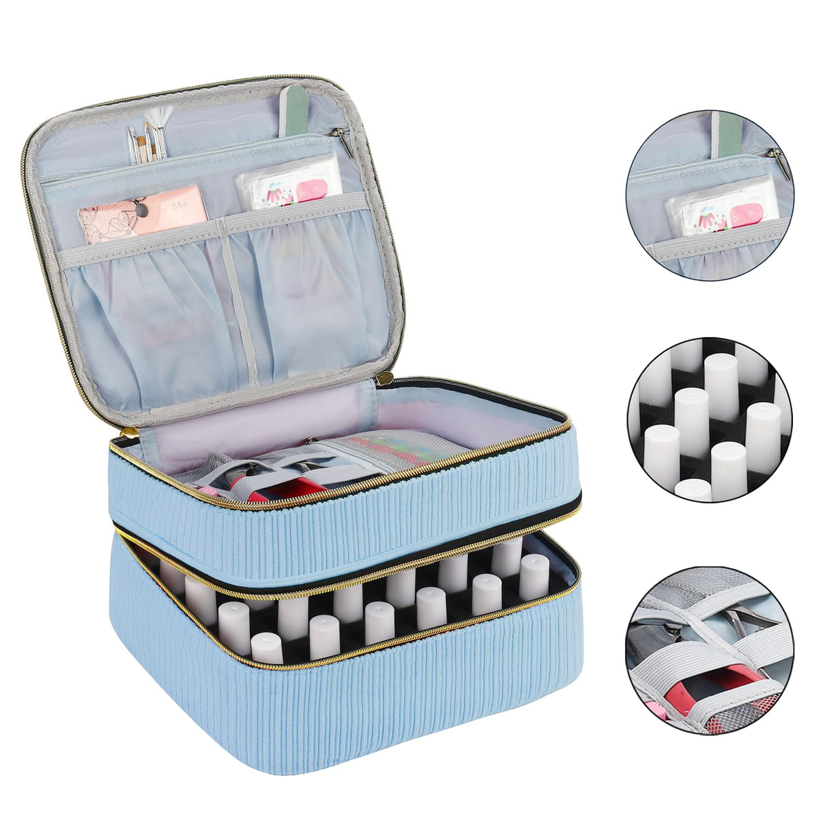 ZFZGFRCS blue nail organizer top handle for easy carry and transport