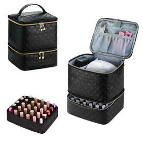 ZFZGFRCS upgraded nail polish organizer case front view with sturdy handle for easy transport