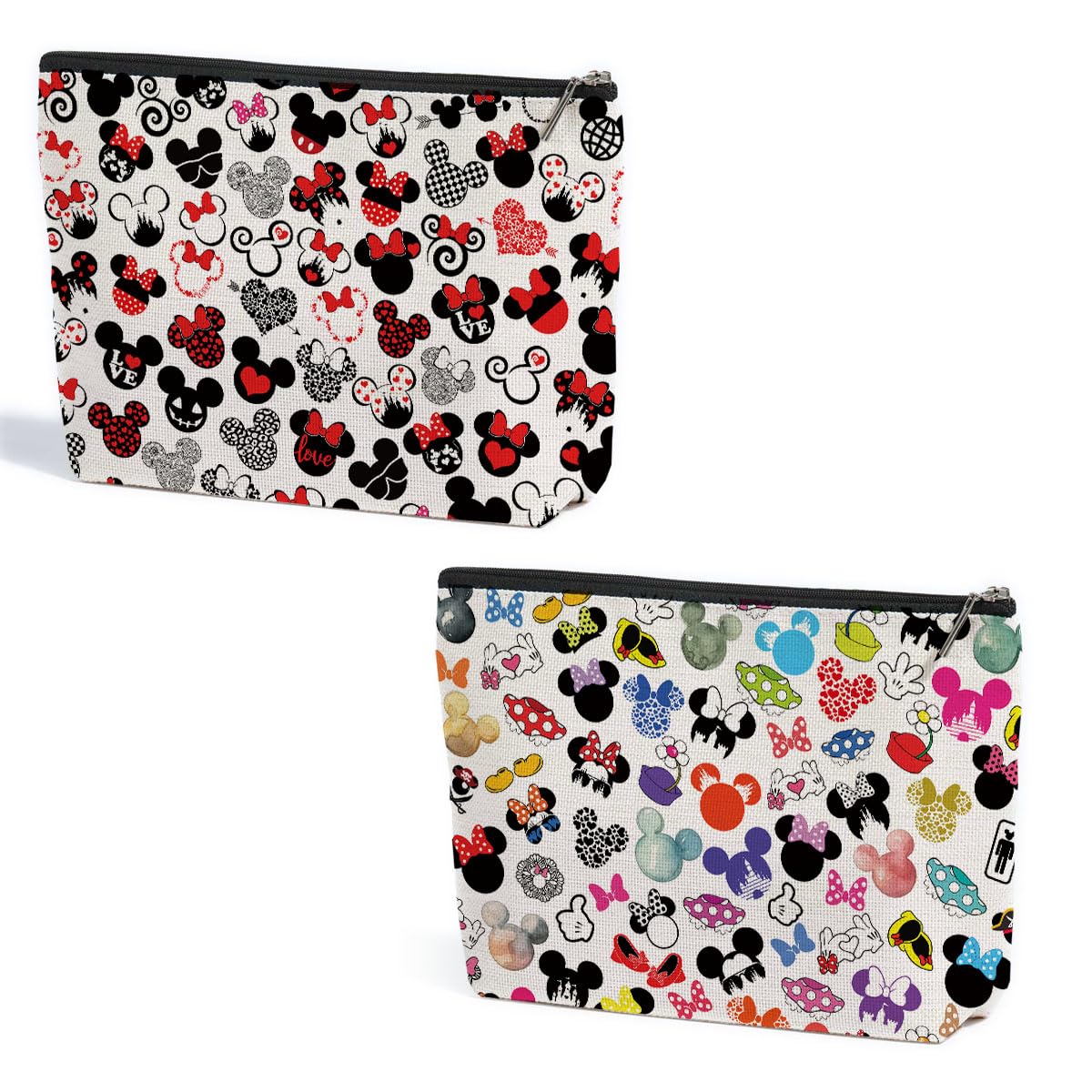 ZHAMEN mouse-print makeup bag front view showing playful design and roomy storage