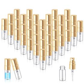 Zhehao mini spray bottle with clear glass and gold cap for travel.