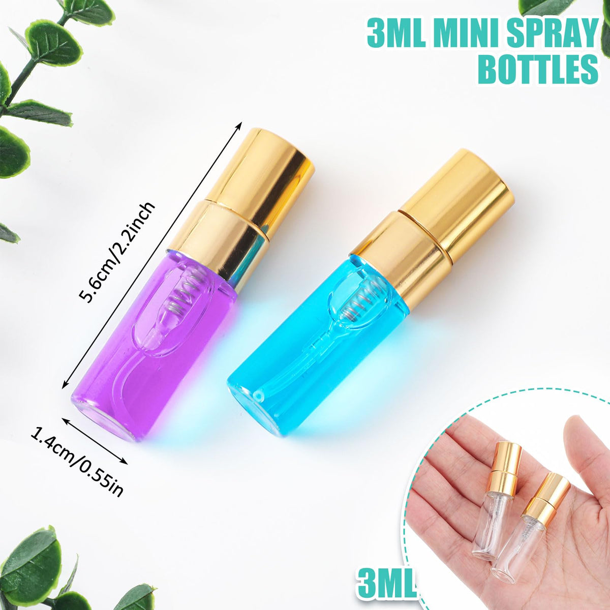 Zhehao clear glass 3ml bottle ideal for travel-size perfumes and essential oils.
