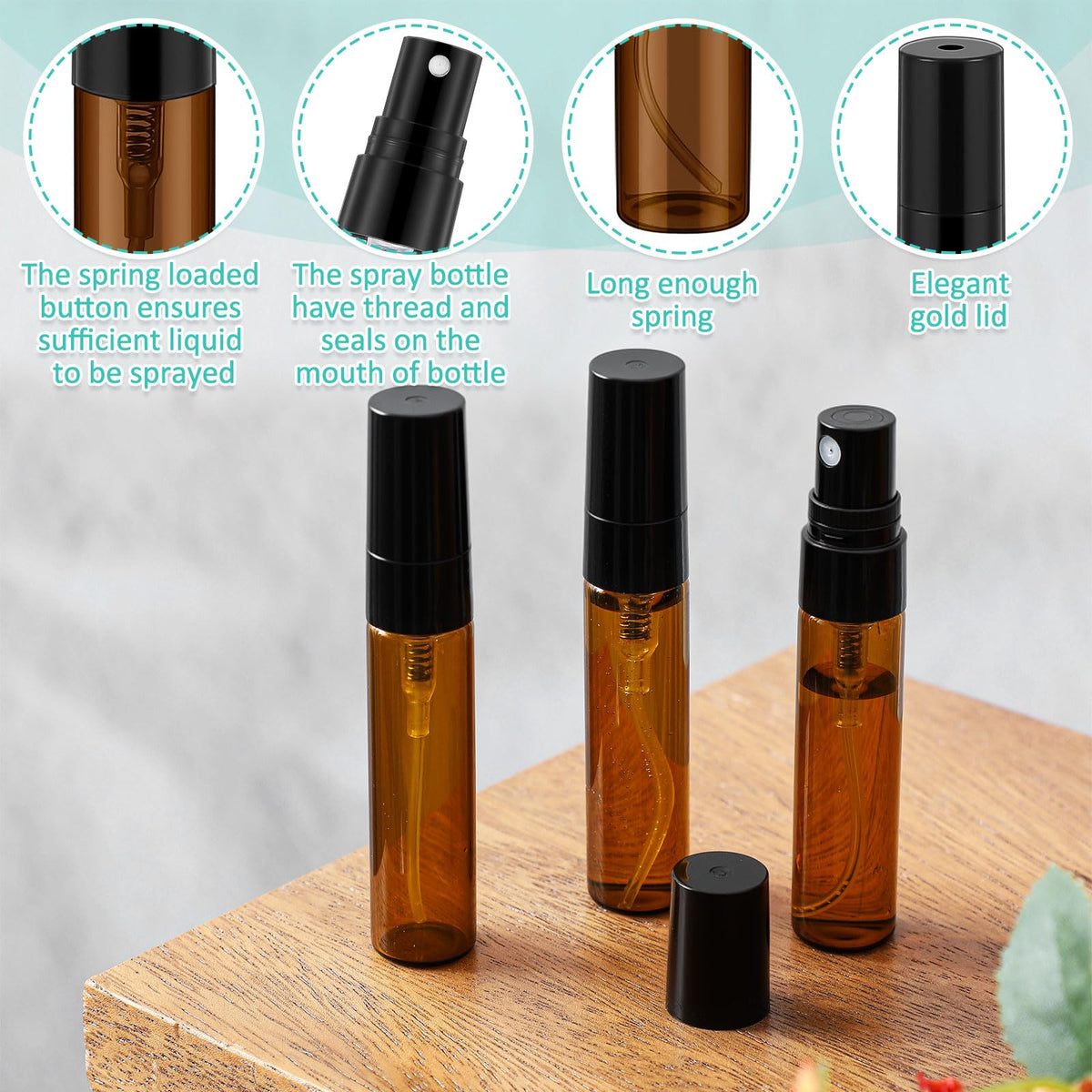 Zhehao refillable perfume bottle with leak-proof cap design.