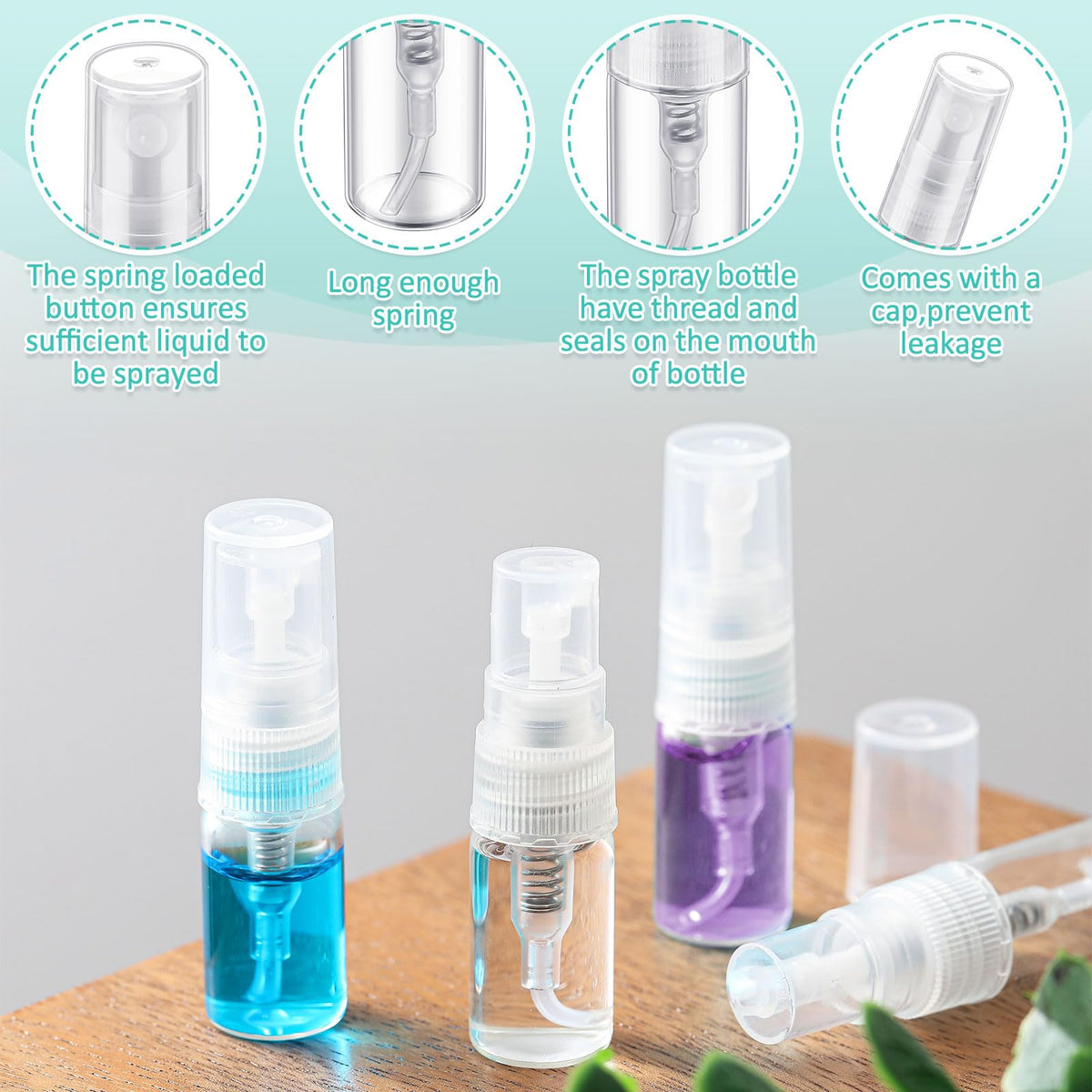 Zhehao fine mist nozzle mini bottle enabling even spray on skin.