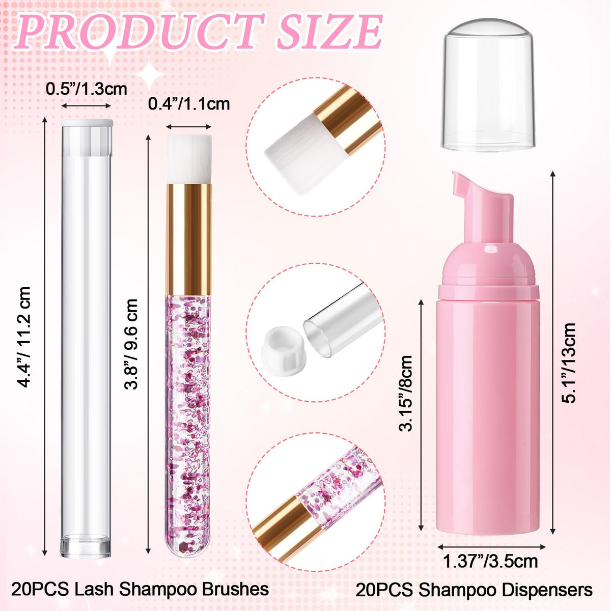 Zhehao pink cleaning brush set designed for gentle lash care