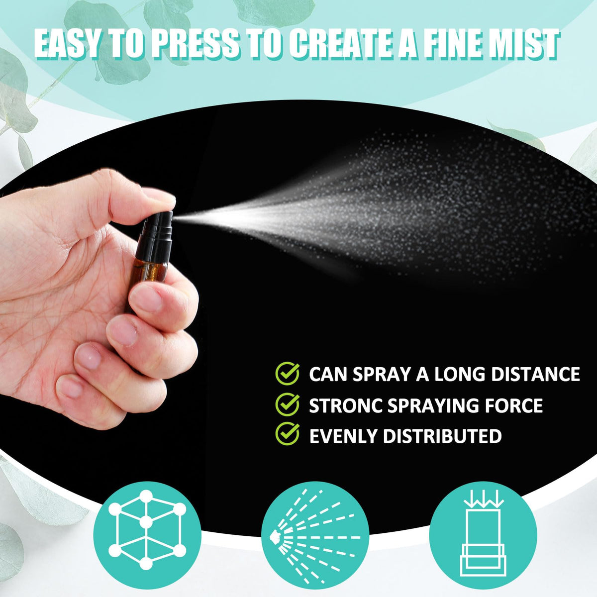 Zhehao close-up of leak-proof cap on a glass spray bottle.