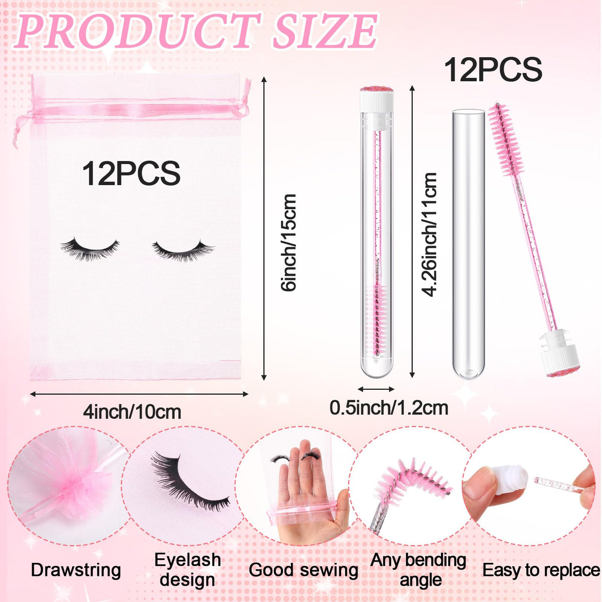 Zhehao pink mascara brushes for smooth application and maintenance